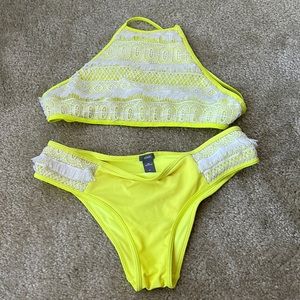 Aerie yellow fringe bikini